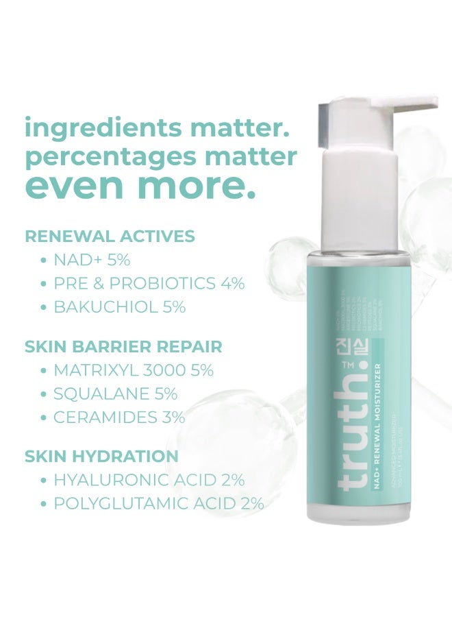 truth 진실 NAD+ RENEWAL ADVANCED KOREAN MOISTURIZER. NAD+ PROBIOTICS BACKUCHIOL PEPTIDES CERAMIDES - Image 4